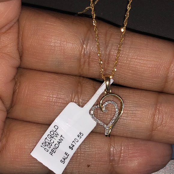 Real gold real diamond heart necklace best gift anniversary wedding birthday WOW - Picture 1 of 5